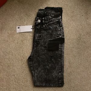 Fashion Nova black acid wash skinny jeans